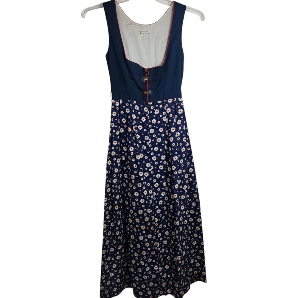5118)Vtg Original by Godal Blue Daisy Floral Print Dirndl Octoberfest Dress XS?